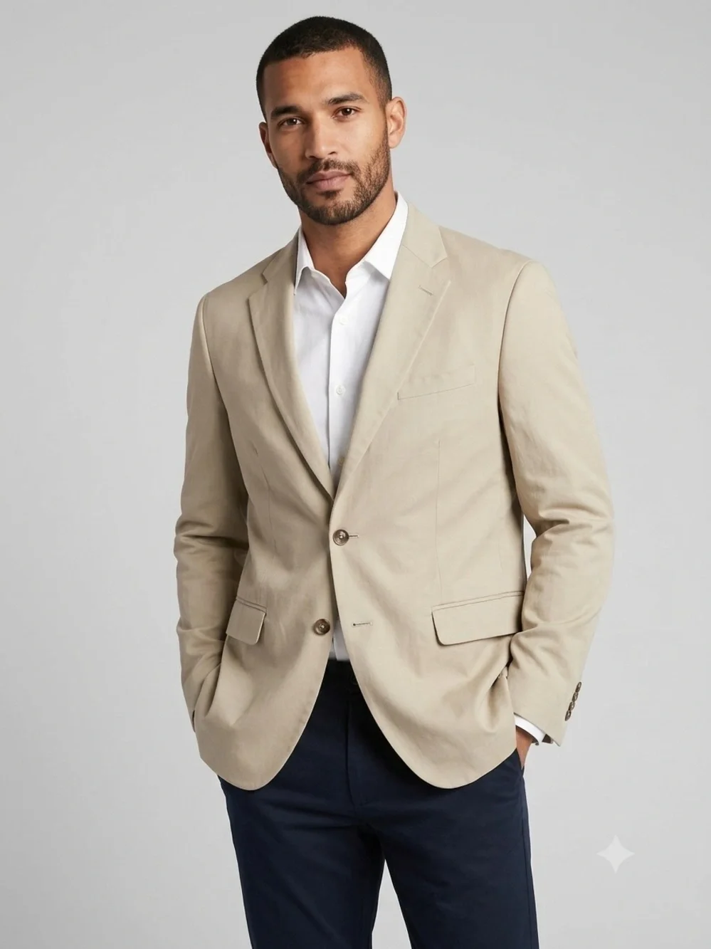 Banana Republic Modern 44L Khaki Cotton Linen Sport Coat Blazer Tan Jacket